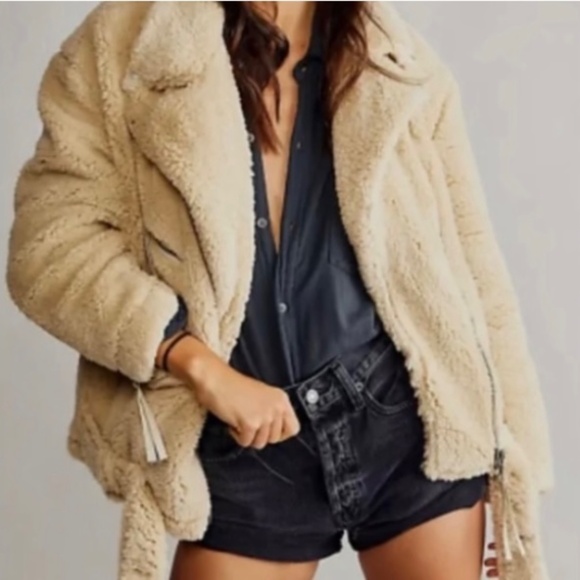 We The Free Shearling Moto Jacket Women’s Size Small - Picture 12 of 12